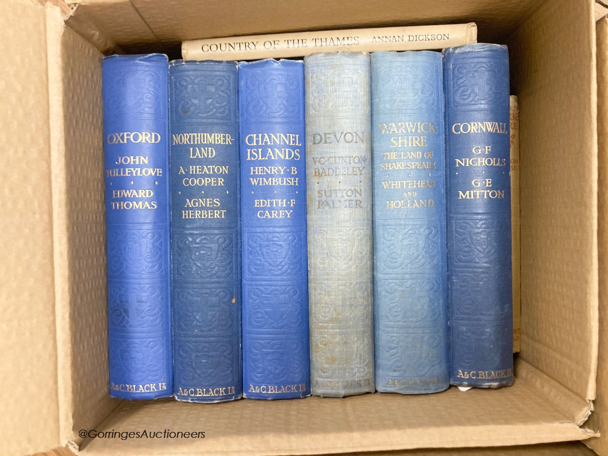 A large collection of cloth-bound and other topographical books on British counties and cities, mainly published by A. & C. Black